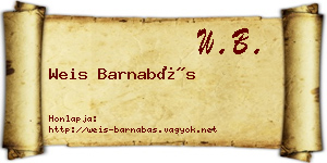 Weis Barnabás névjegykártya